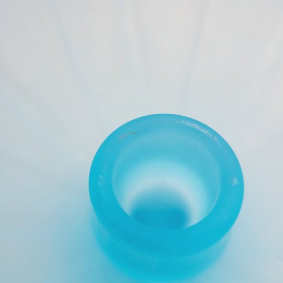 Westmoreland Lotus Blue Satin Mist Set of 2 Candle Holders Vintage Lovecore - Picture 7 of 12